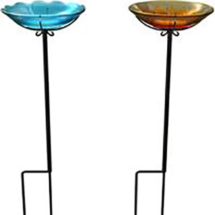 BIRD BATH/FEEDER GLASS SUNFLW/WILDFLW