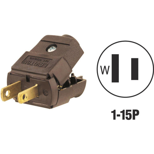 Leviton 15A 125V 2-Wire 2-Pole Hinged Cord Plug, Brown