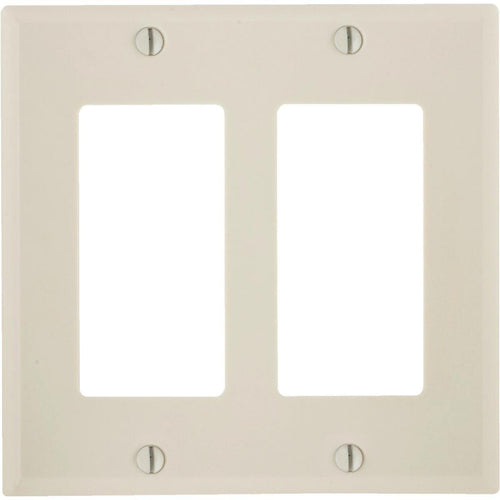 Leviton Decora 2-Gang Smooth Plastic Rocker Decorator Wall Plate, Light Almond