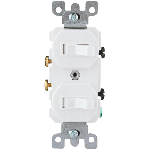 Leviton Single Pole White 15A Quiet Duplex Switch