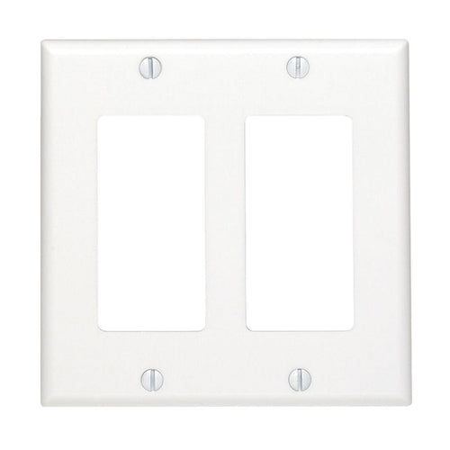 Leviton Decora 2-Gang Smooth Plastic Rocker Decorator Wall Plate, White