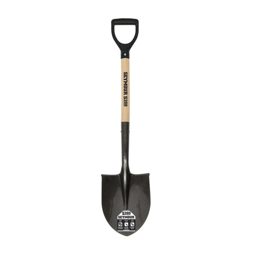 Seymour Midwest 16 Ga. Round Point Shovel, 26 Hardwood Handle, Black Poly D-Grip