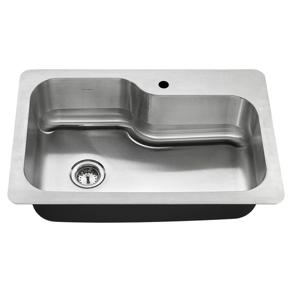 American Standard Raleigh® 33 x 22-Inch Stainless Steel Drop-In or Undermount Single-Bowl Residential Kitchen Sink With Dual-Spray Faucet