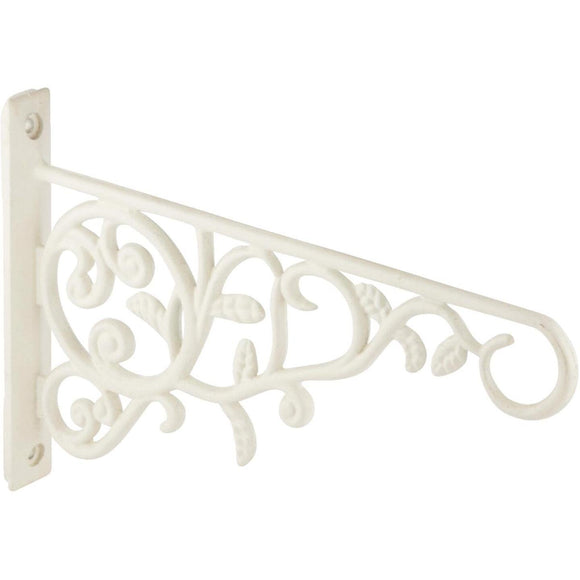 Panacea 9 In. White Vine & Leaf Cast Aluminum Decorative Hanging Plant Bracket