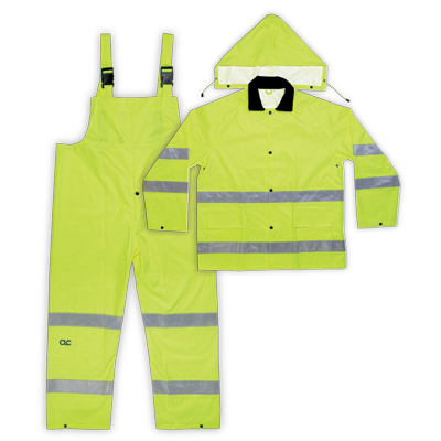 Custom Leathercraft 3 Piece Hi-Viz® Ansi Class 3 Polyester Rain Suit XL